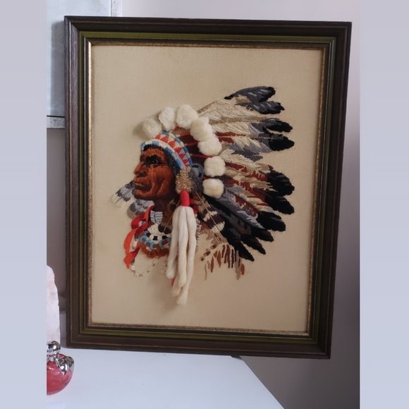 Vintage framed Native Chief headress - Picture 1 of 2